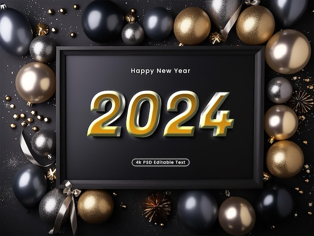 Psd editable text effect happy new background