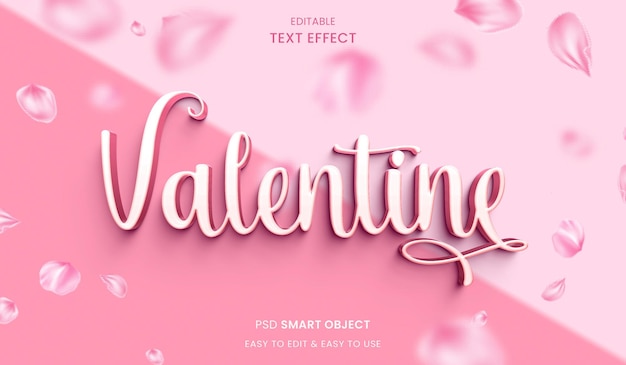 psd editable text valentine with 3d style effect