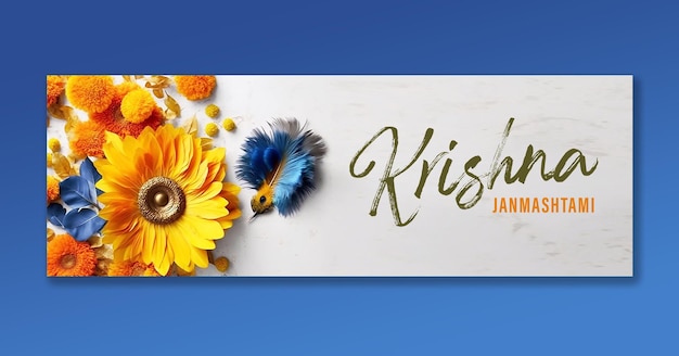 PSD psd edytowalny projekt plakatu happy krishna janmashtami z ilustracją przedstawiającą pana krysznę