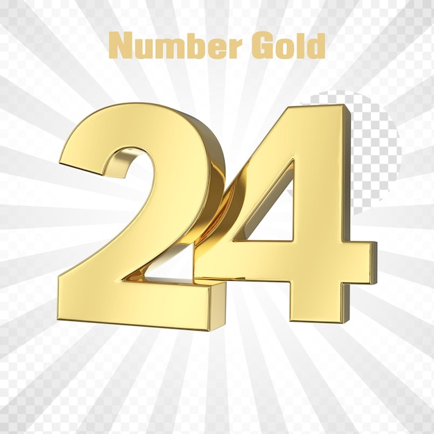 PSD een gouden alfabetletter 24 met een gouden achtergrond