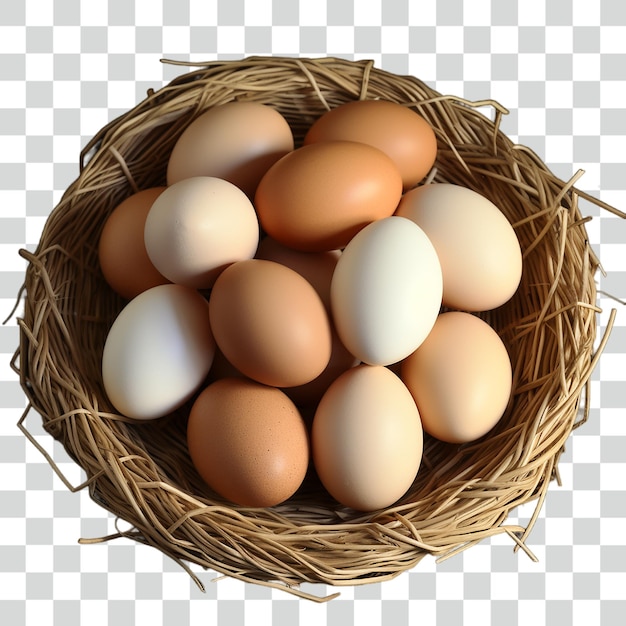 Psd egg in basket transparent