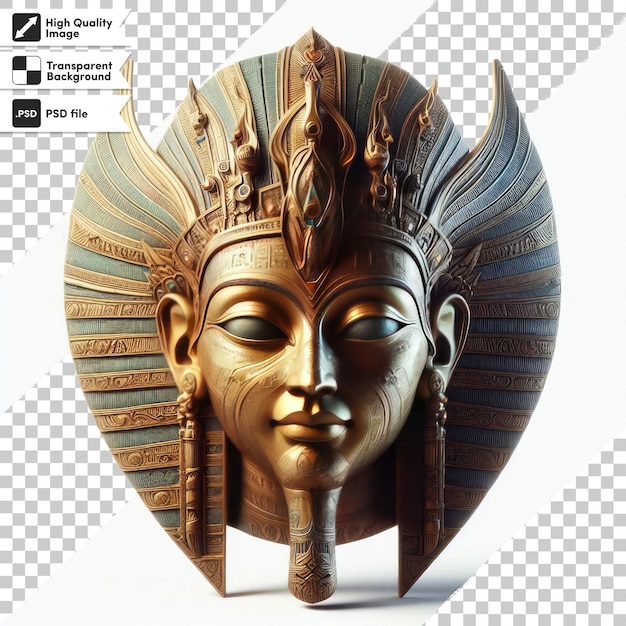 PSD psd egyptian pharaoh mask on transparent background with editable mask layer