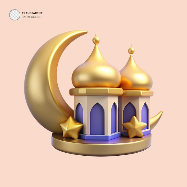 Psd eid al Adha islamitische moskee ramadan 3d icoon illustratie