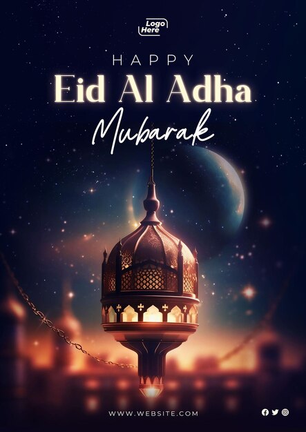 PSD psd eid al adha mubarak islamic festival flyer poster template