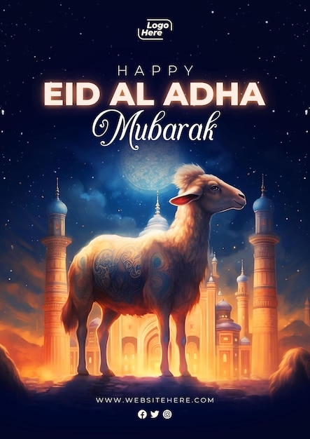 PSD modello di poster del volantino del festival islamico psd eid al adha mubarak