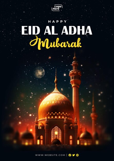 PSD psd eid al adha mubarak islamic festival flyer poster template