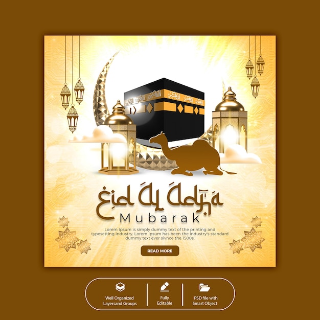 PSD psd eid al adha mubarak islamic festival social media banner template