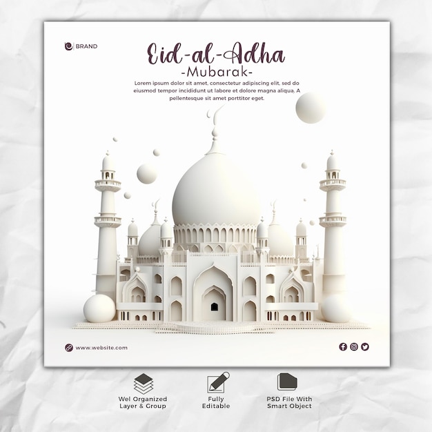 PSD psd eid al adha mubarak islamic social media banner template