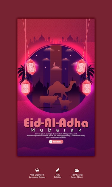 PSD psd eid al adha mubarak islamitisch festival instagram en facebook verhaalsjabloon