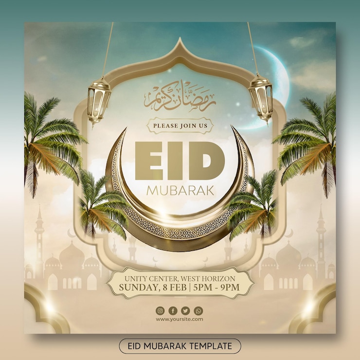 PSD psd eid mubarak celebration sociale media flyer sjabloon of webbanner