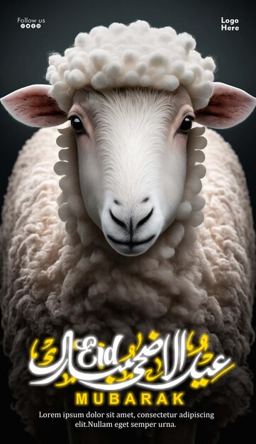 Psd eid mubarak eid al adha banner o poster e modello stile felice eid ul adha mubarak