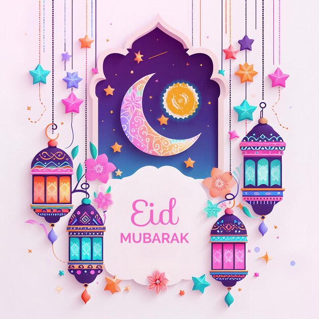 PSD psd eid mubarak celebrazioni musulmane sfondo colorato islamico