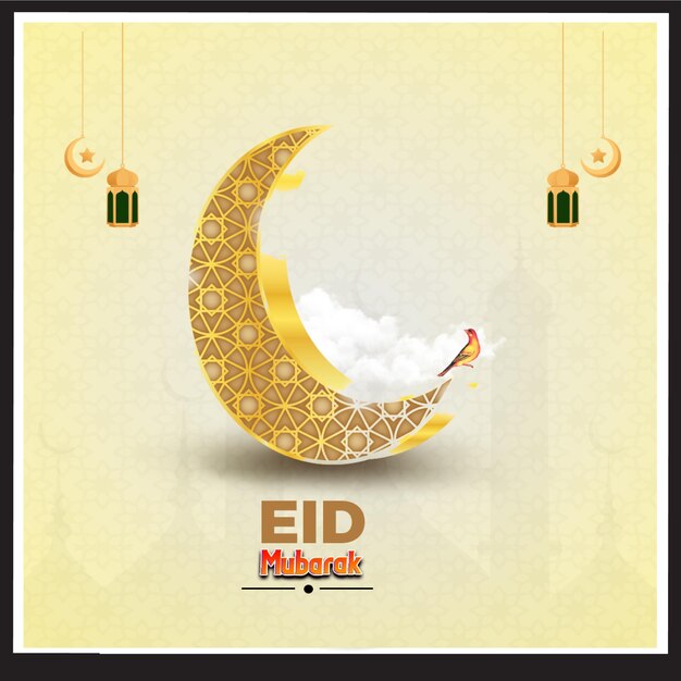 PSD Eid Mubarak social media post design sjabloon