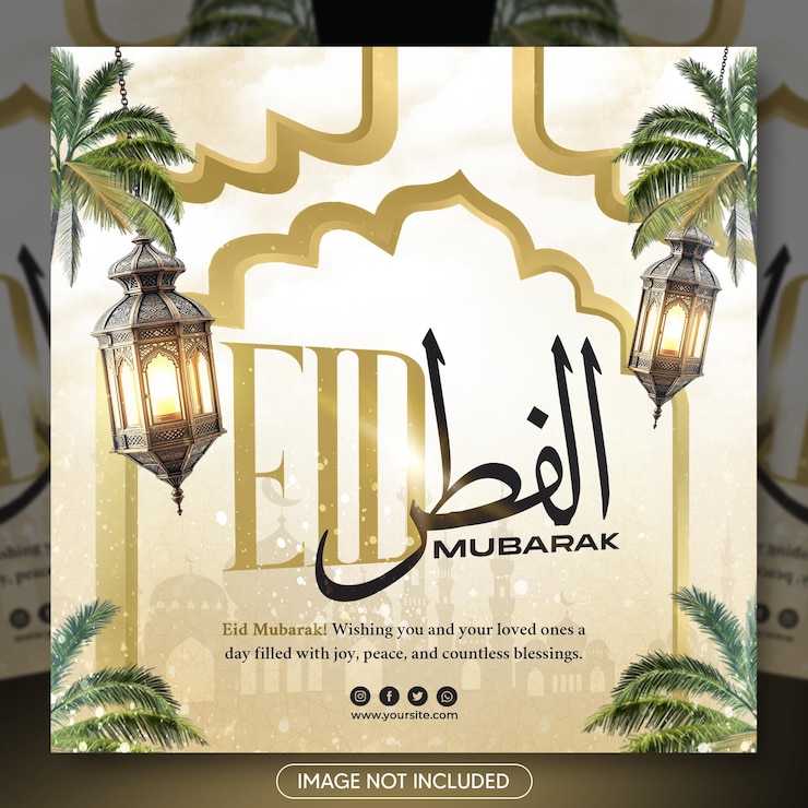 PSD psd eid ul fitar mubarak social media flyer template design or web banner