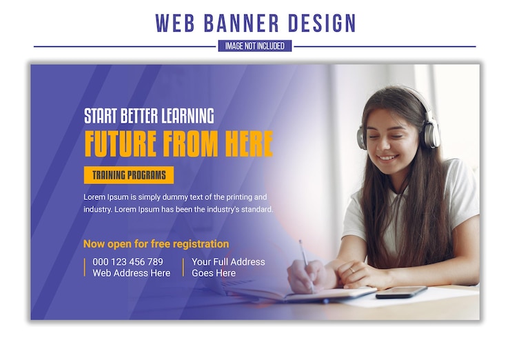 PSD psd elearning and online class course education web banner and youtube thumbnail