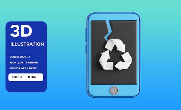 PSD Electronic Recycling 3D Illustration