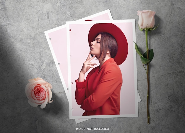 Psd elegante mockup di cornice per poster a4