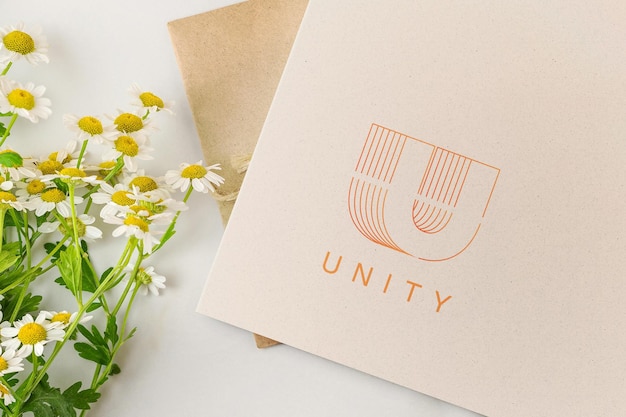 psd elegant paper logo mockup