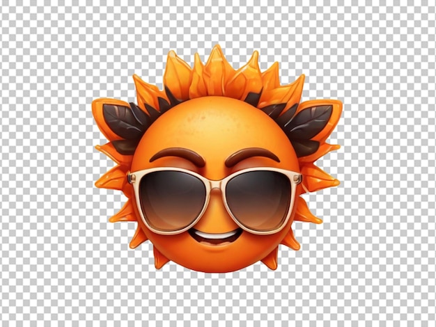 Psd Emoji Słońca Z Okularami Przeciwsłonecznymi Na Przezroczystym Tle