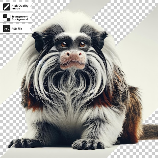 Psd emperor tamarin monkey on transparent background with editable mask layer
