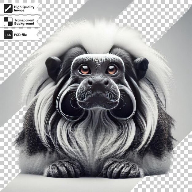Psd emperor tamarin monkey on transparent background with editable mask layer