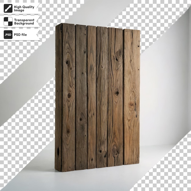 PSD empty wooden window on transparent background with editable mask layer