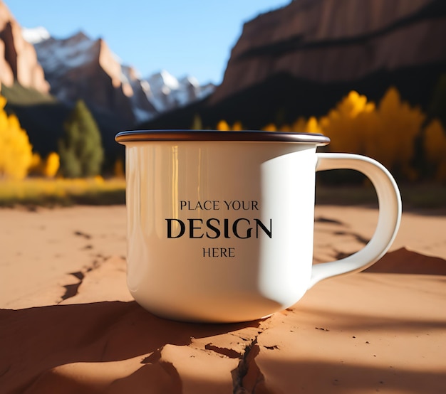 PSD enamel coffee mug cup mockup