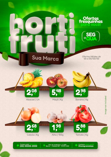 PSD psd encarte 소셜 미디어 템플릿 hortifruti