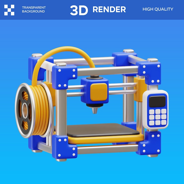PSD psd включенный 3d-принтер 3d-иллюстрация