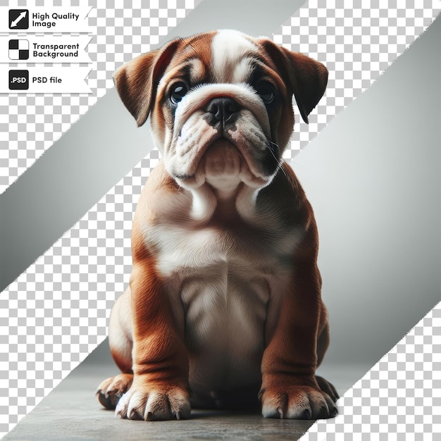 Psd cucciolo di bulldog inglese su sfondo trasparente