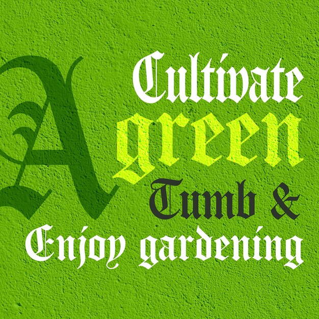 PSD psd enjoy gardening typography design voor sociale media en instagram post template