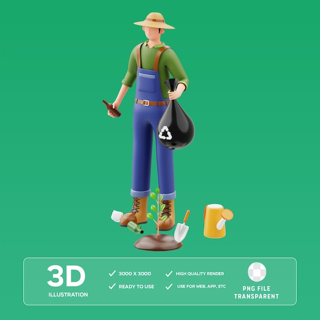 3D-иллюстрация охраны окружающей среды PSD