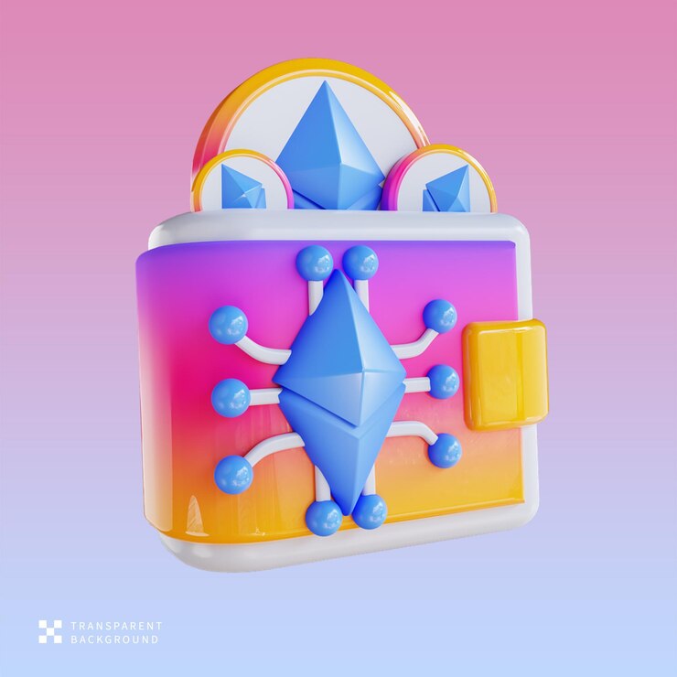 PSD psd ethereum wallet 3d illustration
