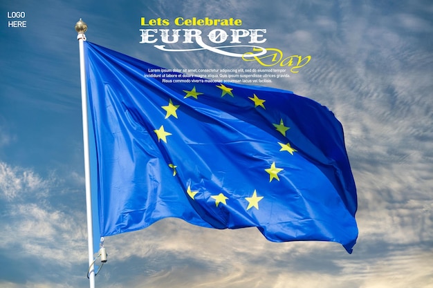 PSD psd europe day 9 maggio: modello di post sui social media, modello di post e poster