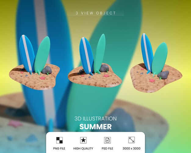 PSD psd exclusive object summer 3d icon modern in design style transparent