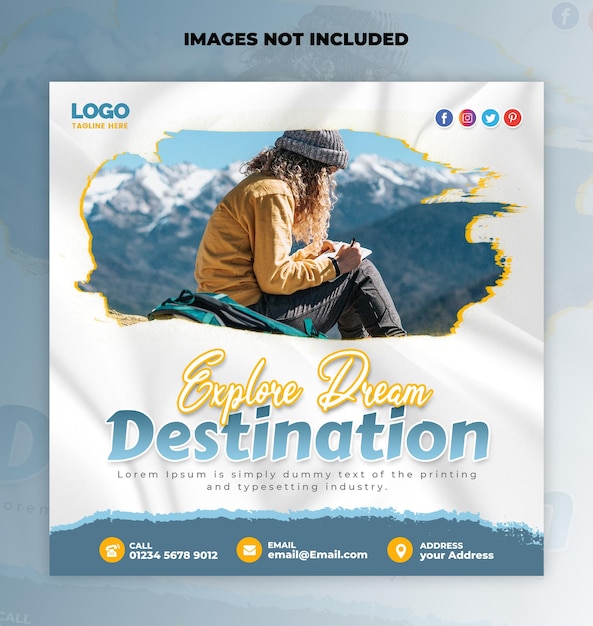 PSD explore travel social media post square banner template