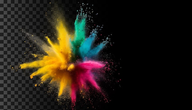 psd Explosion of colored powder on transparent background happy holi holi Png