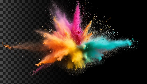 psd Explosion of colored powder on transparent background happy holi holi Png
