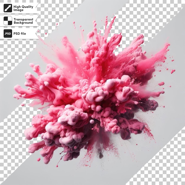 PSD psd explosion of pink powder holi paint on transparent background