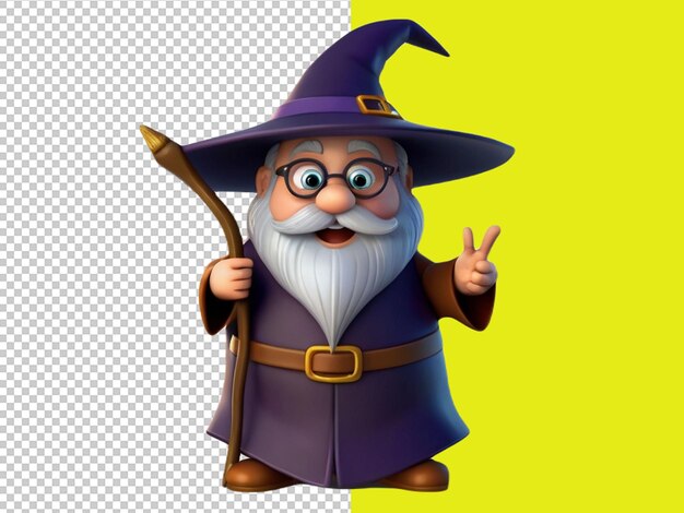 Psd f a 3d cartoon character of wizard