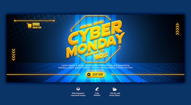 PSD modello di copertina facebook e banner web psd in vendita e cyber monday