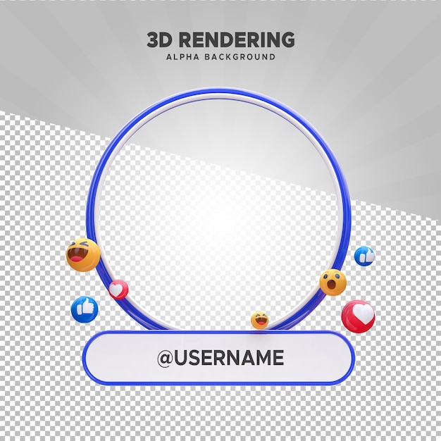 PSD 알파 배경과 함께 psd 페이스북 프로필 프레임과 이모지 반응
