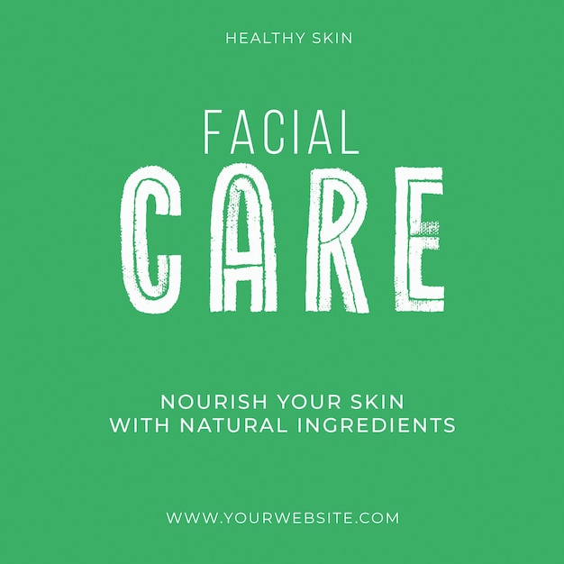 PSD psd facial care with green background instagram post template