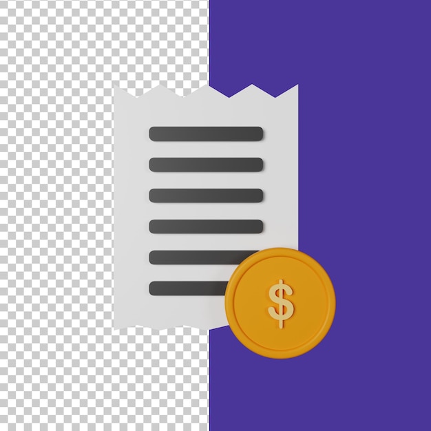 PSD-factuur 3D-pictogram illustratie