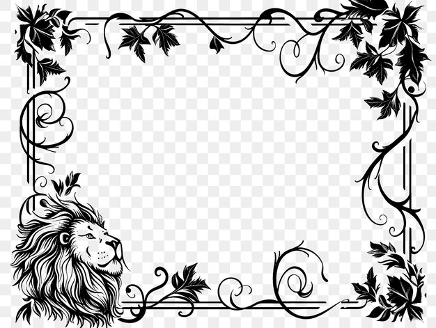 PSD psd di fantasy frame art con decorazioni di leone e bacchetta magica borde cnc frame tattoo art concept