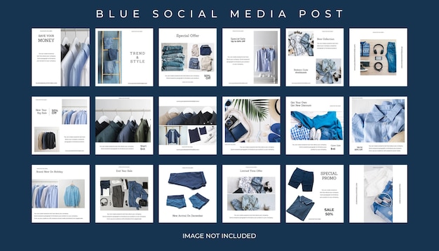 Psd fashion blue collection social media post