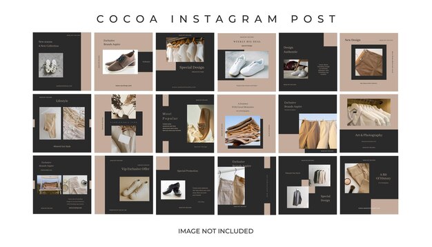 PSD collezione di pacchetti di cacao di moda psd modello di post instagram