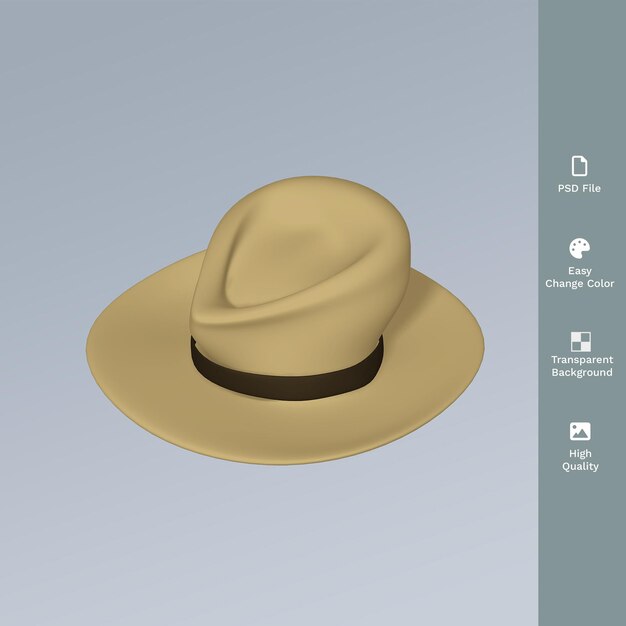 PSD psd модная шляпа 3d иллюстрация