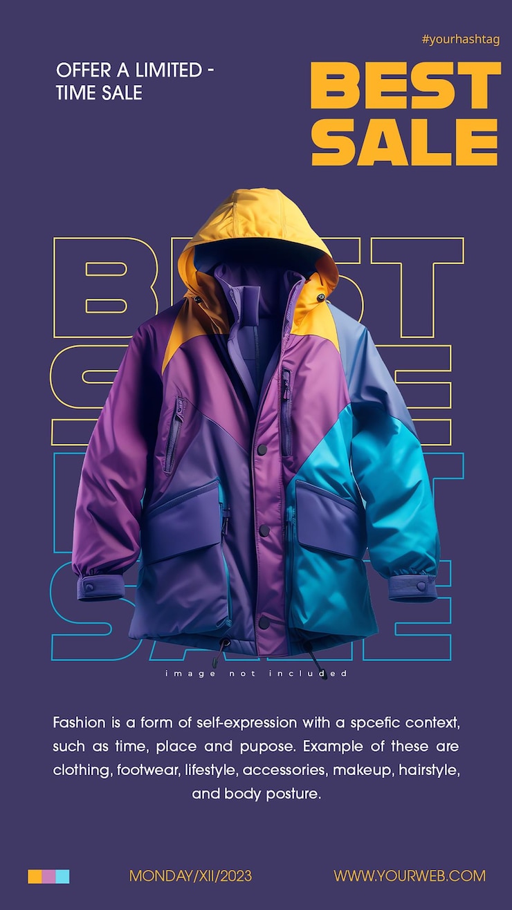 PSD psd fashion jacket design for social media and instagram story template