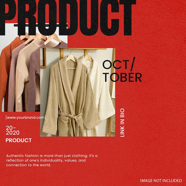 psd fashion product on red background instagram post template